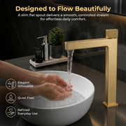 Plantex Wash Basin Mixer Tap/Brass Thermostatic Hot & Cold Basin Mixer Faucet/Deck Mount Pillar Spout for Bathroom Sink - Pack of 1 (Brushed Gold)