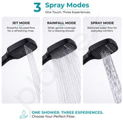 Plantex Hand Shower for Bath/3 Mode Multifunctional Shower/5-Inch ABS Plastic Silicone Handheld Shower/Easy Mode Switching – (Black, APS-609)