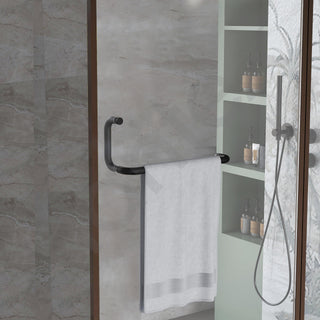 Plantex Shower Door Handle/Stainless Steel Towel Bar Combination/Towel Holder for Glass Shower Door and Bath Door Pull Handle - Pack of 1 (Black)