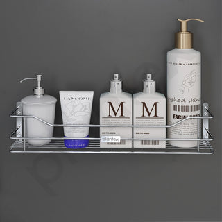 Plantex Stainless Steel Bathroom Shelf/Shelf for Bathroom Organizer/Wall Shelf for Bathroom with Railings/Kitchen Storage Shelves-(18 inch, Chrome)