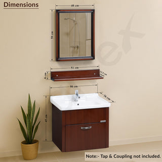 Plantex Wall Mount Vanity Cabinet with Washbasin and Mirror/Unbrekable Bathroom Organizer/Washbasin with Cabinet (Brown)