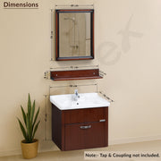 Plantex Wall Mount Vanity Cabinet with Washbasin and Mirror/Unbrekable Bathroom Organizer/Washbasin with Cabinet (Brown)
