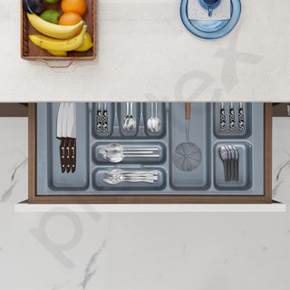 Plantex Cutlery tray for Kitchen Drawer/Cutlery Cosmetic Stationary Organizer/Cabinet Cutlery Tray Organizer for Modular Kitchen - (Grey-28.5x18.5 INCH)