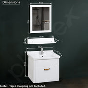 Plantex Unbreakable Wall Mount Vanity Cabinet & Washbasin Set/Washbasin with Cabinet/Basin Cabinet for Bathroom with Mirror & Shelf (White) Glass, Ceramic and HPP