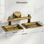 Plantex 304 Grade Stainless Steel Double Soap Holder for Bathroom/Dual Soap Dish/Soap Stand/Bathroom Accessories - Squaro (Brass Antique)