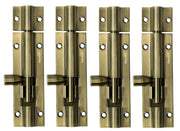 Plantex Stainless Steel Tower Bolt/Tower Bolt for Home,Offices Doors and Windows/Tower Bolt for Main Door/Door Latch/Kundi/Chitakini/Door Latch for Windows - Pack of 4 (Brass Antique, 4 inch)