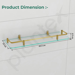 Plantex Heavy Duty Glass Shelves for Bathroom/Kitchen Storage Shelves Wall Mounted/Living Room Frosted Glass Shelves, (Antique Brass, 18x6 Inches) - Pack of 3