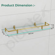 Plantex Premium Frosted Glass Shelf for Bathroom/Kitchen/Living Room with Brass Railings and Brackets - Bathroom Accessories (Brass Antique - 18x6 - Pack of 1)
