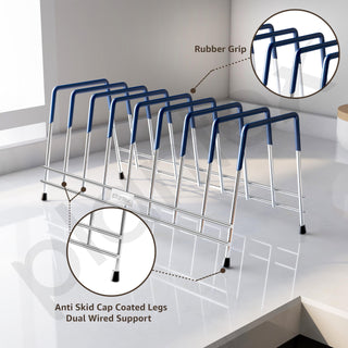 Plantex Stainless Steel Plate Stand for Kitchen Cabinet/10 Slot Plate Rack for Kitchen/6-Inch Rubber-Gripped Dish Stand(Size-6Inches, Slot- 10, Pack of 1)