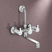 Plantex Wall Mixer for Bathroom/Mixer with L-Bend Connector for Overhead Shower/Mixer Tap/2in1 Wall Mixer - (FLO-818, Chrome)