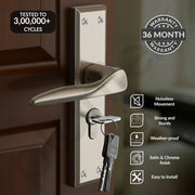 Plantex Door Lock Handle Set/6-Lever Lock Mechanism with 3 Years of Warranty by plantex/Mortise Lock with 3 Keys,Lock Body & Cylinder (PTP-01, Satin)