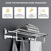Plantex Stainless Steel Towel Hanger for Bathroom/Towel Rack/Bathroom Towel Holder/Towel Stand/Bathroom Accessories - Pack of 16 (24 Inch-Chrome)