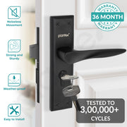 Plantex Heavy-Duty Door Lock Set - Main Door Lock Handle Set/ 6-Lever Lock Mechanism with 3 Years of Warranty/Mortise Lock with 3 Keys, Brass Lockbody & Cylinder(Black)