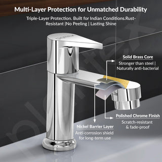 Plantex Pure Brass Pillar Tap for Wash Basin/Kitchen Taps for Home Sink/Wash Basin Tap with 7 Year Warranty (PAC-1803-Mirror Chrome)
