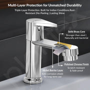 Plantex Pure Brass Pillar Tap for Wash Basin/Kitchen Taps for Home Sink/Wash Basin Tap with 7 Year Warranty (PAC-1803-Mirror Chrome)