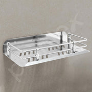 Plantex Wall Mounted Shelf for Bathroom/Stainless Steel Bathroom Shelf for Wall with Railings/Bathroom Accessories (9 inches, Chrome)
