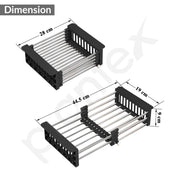 Plantex Stainless Steel Kitchen Sink Strainer/Drain Basket With Adjustable Armrest Kitchen Rack/Vegetable Washing Basket for Sink/Expandable Drain Dish Rack (Pack of 1, Black)