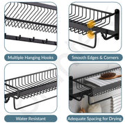 Plantex Space Aluminium Bathroom Hangers for Clothes/Towel Holder in Bathroom/Towel Stand/Bathroom Accessories (22 Inch) Matt Black