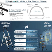 Plantex Ladder for Home/Strong Foldable Wide 3 Step Ladder/Anti-Skid 3 Step Ladder - (Apex - White)