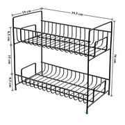 Plantex Stainless Steel Multipurpose 2-Tier Bathroom Organizer Shelf/Stand for Kitchen/Storage organizer for Kitchen/Bathroom and Kitchen Accessories (Black)