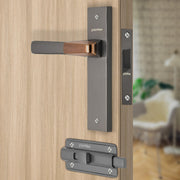 Plantex Heavy Duty Door Lock ÃƒÂ¢Ã¢â€šÂ¬Ã¢â‚¬Å“ Bathroom Door Lock/Mortise 8inch Keyless Plate Handle Set for Home/Bathroom/Store Room/Balcony/Office with Baby Latch (8114, Satin Black & PVD Choco)