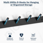 Plantex Wall Hooks for Hanging Cloth/Stainless Steel Towel Hangers/Bathroom Robe Hooks/Door Hangers/Round Wall Hook/Hook Rail for Hanging Keys - 8 Hooks (Pack of 3,  Z-Black)