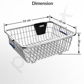 Plantex Heavy-Duty Stainless-Steel Dish Drainer Basket for Kitchen Utensils/Dish Drying Rack/Plate Stand/Bartan Basket (Medium Size-54x42x20cm)