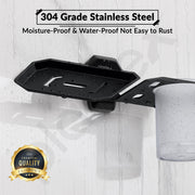 Plantex 2in1 Soap Dish with Tumbler Holder for Bathroom/304 Grade Stainless Steel Soap Holder with Toothbrush Holder/Bathroom Accessories - Pack of 1 (PMB-2409, Z-Black)