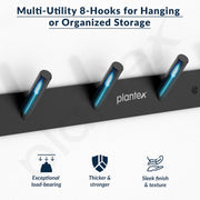 Plantex Wall Hooks for Hanging Cloth/Stainless Steel Towel Hangers/Bathroom Robe Hooks/Door Hangers/Round Wall Hook/Hook Rail for Hanging Keys - 4 Hooks (Pack of 2, Z-Black)