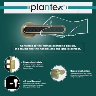 Plantex Triple Security Door Lock for Home/Main Door Lock Set with 3 Years of Warranty/Mortise Lock for Door with Brass Lock Body & Cylinder (34 -Brass Antique & Black)