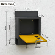 Plantex Heavy Duty GI Steel Letter Box/Suggestion Box/Wall Mount Mail with Magazine Holder/News Paper Holder Box for Home/Office/Hotel - (Yellow & Black)