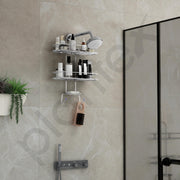 Plantex Self Adhesive Bathroom Stainless Steel Shelf/5in1 Multipurpose Shower Caddy/Storage Shelf/Soap Holder/Stand/Bathroom Accessories(Oval-Chrome Silver)