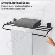 Plantex 304 Grade Stainless Steel 24-inch Bathroom Towel Rack/Towel Bar/Towel Stand/Towel Rod/Bathroom Accessories - Pack of 1 (Crystal - Black)