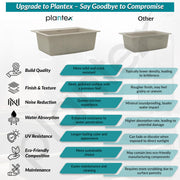 Plantex Matt Quartz Sink For Kitchen/UV Protected Kitchen Sink/Granite Single Bowl Sink/Undermount/Topmount (Mosaic Grey - 24X18 Inches)