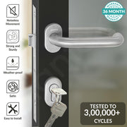 Plantex Aluminum Door Lock/Mortise Lock for Door/Robust Door Handle for Home with Lock Body & Cylinder - (Round, DTM-639-Satin)