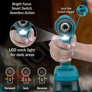 Plantex 21V Cordless Impact Drill Machine with battery & charger/Screwdriver/10mm Keyless Chuck/Torque 1500 RPM/Reversible Variable Speed for Walls Woods Metal - (Blue & Black)