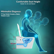 Plantex Ceramic Wall Mount Western Commode/Rimless Western Toilet with Soft Closing Toilet Seat/Rectangular Tankless Commode/Smart Flush Wall Hung Toilet - P Trap Outlet (White)