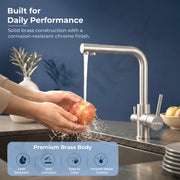 Plantex Kitchen Mixer Tap for Sink/Hot and Cold Double Handle Faucet/304 Stainless Steel Body and Brass Handle/360° Swivel Spout Sink Taps - (7908, Matt)