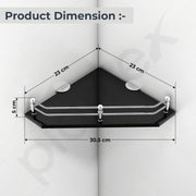 Plantex Glass Corner Shelf for Bathroom/Kitchen Glass Shelf/Bathroom Corner Shelf (Diamond-Black -9x9 Inches- Pack of 3)