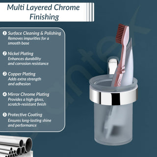 Plantex Rich Brass Bathroom Accessories - Unique Tooth Brush Holder/Tumbler Holder/Toothpaste Holder(Chrome)