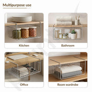 Plantex Storage Basket for Kitchen/12 inch Multifunctional Storage Basket/Stainless Steel Rack Organizer - Pack of 1 (Chrome)