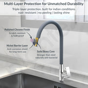 Plantex Flexible Tap for Kitchen Sink/360° Rotating Sink Tap for Basin/Flexible Tape with Teflon Tape – Deck Mount (Chrome)