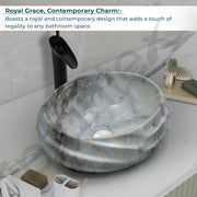 Plantex Ceramic Wash Basin for Bathroom/Table Top Ceramic Basin/Washbasin for Hotel/Restaurant (Marble Finish - 18 x 15 x 7 inch)