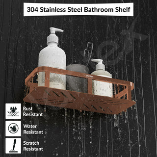 Plantex Stainless 304 Grade Steel Shelf for Bathroom/Kitchen Rack - Bathroom Accessories - Pack of 2 (12X5 Inches-PVD Rose Gold Finish)