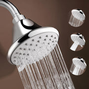 Plantex 4 Inch ABS Shower Head for Bathroom/3-Mode Round Head Shower for Bathroom/High Pressure Overhead Shower - (Chrome)