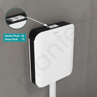 Plantex Cistern Flush Tank/Dual & SlimTone 7Ltr Water Capacity Polypropylene/Commode Flush Tank for Bathroom with Internal Accessories Pack of 1 (Black & White)