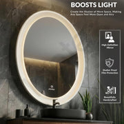 Plantex Resin Frame LED Bathroom Mirror/Designer Mirror for Living Room/Bathroom Mirror with LED Light/Dressing Room  - Oval Shape (White, 32 x 24 Inch)