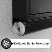 Plantex GI Steel Letter Box for Home Gate with News Paper Holder/Post Box/Suggestion Box for Office Use with Secure Lock and Keys/Complaint Box/Mail Box - (Black) Wall Mount