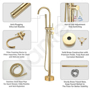 Plantex Pure Brass Bath Tub Filler Tap/Free Standing Bathtub Faucet/Basin Taps with Hand Shower for Bathroom/Bath Tub Tap for Bathroom - (8981, Gold)