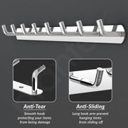 Plantex Wall Hooks for Hanging Cloth/Stainless Steel Towel Hangers/Bathroom Robe Hooks/Door Hangers/Wall Hook Rack/Hook Rail for Hanging Keys - 8 Hooks (Pack of 3, Chrome)